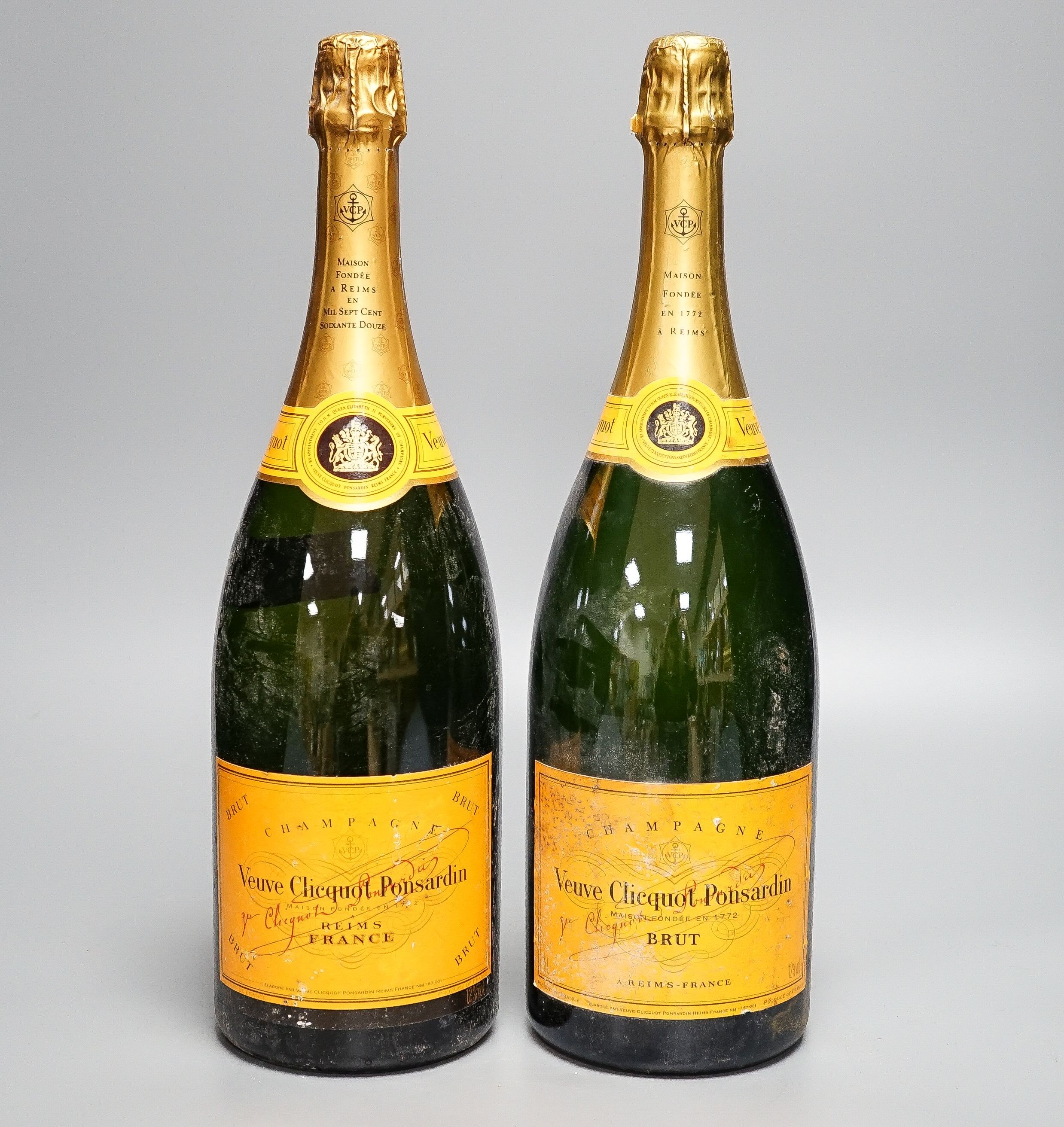 Two magnums Veuve Cliquot champagne